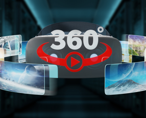 360 Virtual reality glasses technology illustration 3D